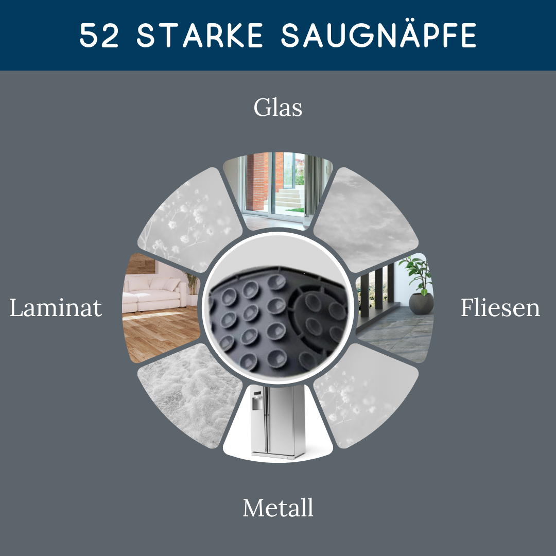 Vitalsteps Leckmatte mit 52 Saugnäpfen für glatte Flächen wie Glas, Laminat, Fliesen und Metall