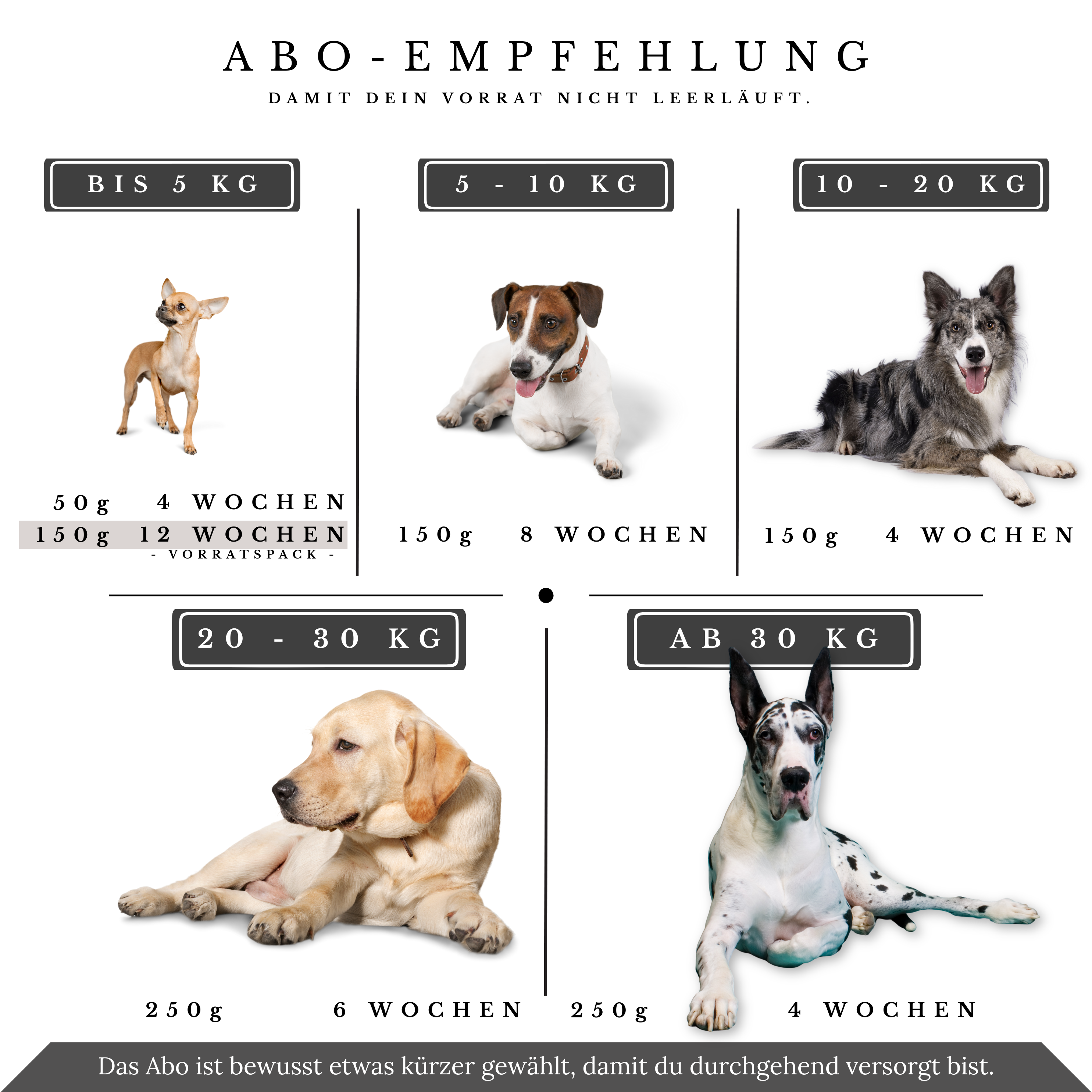 Vitalsteps Baldrian Komplex Abo-Empfehlung mit Dosengrößen und Intervallen nach Hundegewicht