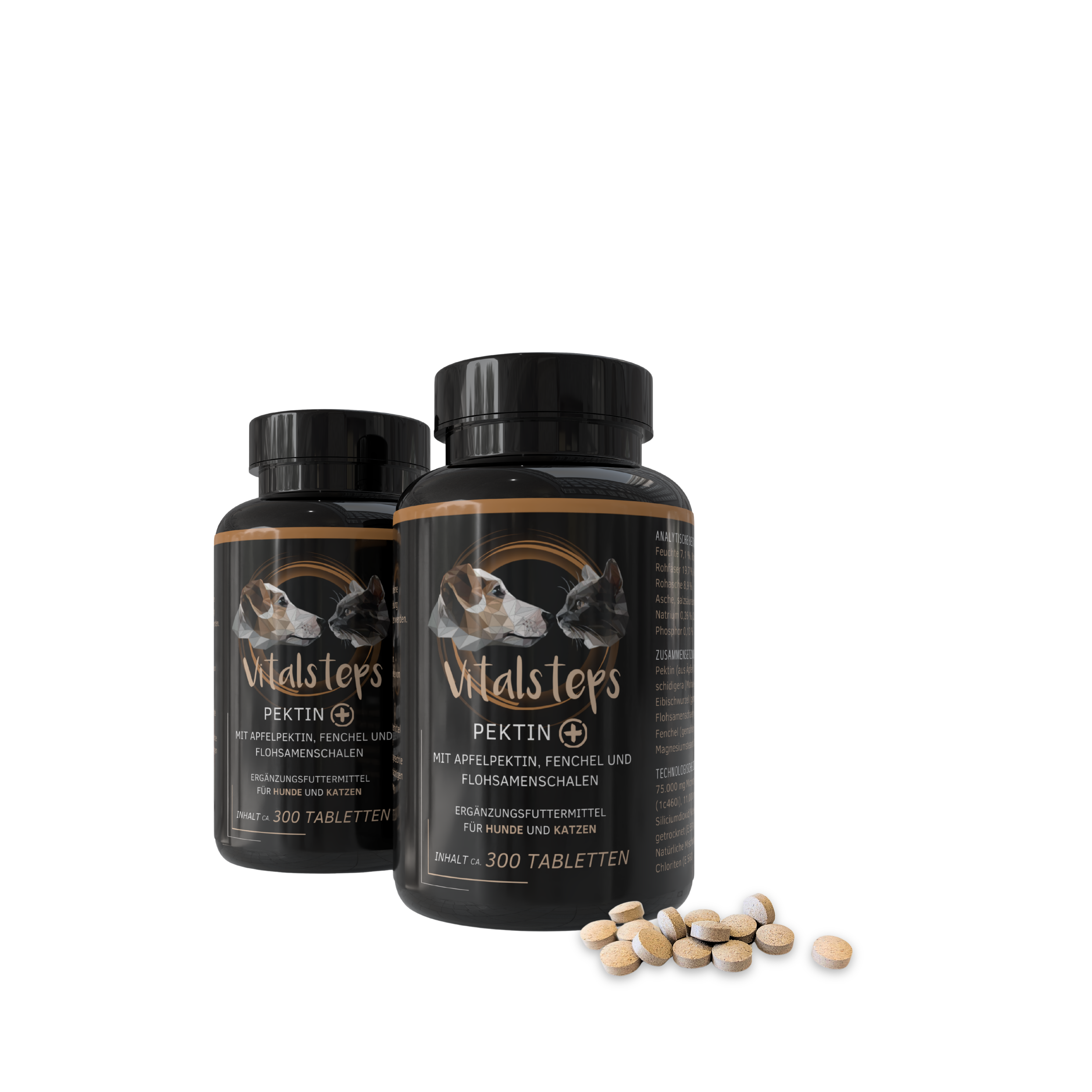 Vitalsteps Pektin+ Vorteilspack mit zwei Dosen für Hunde und Katzen